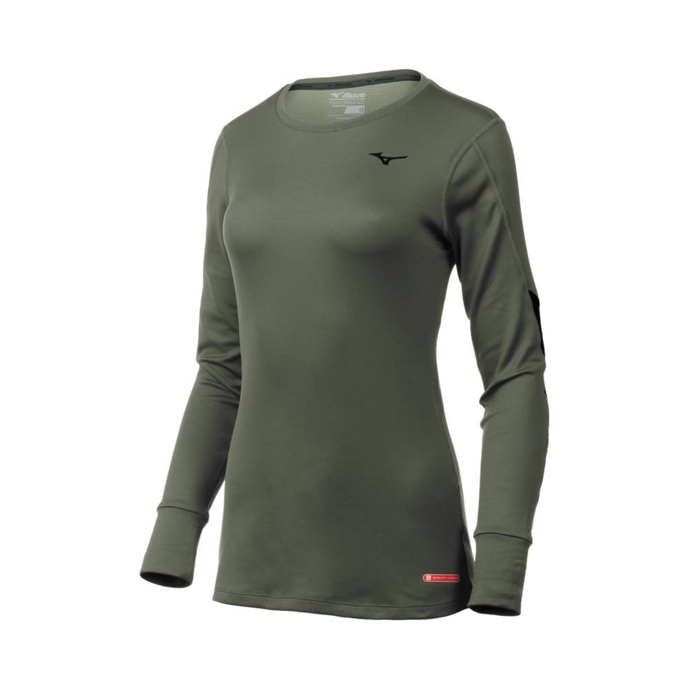 Mizuno Women's Breath Thermo® Long Sleeve Base Layer Green (421933-EUH)